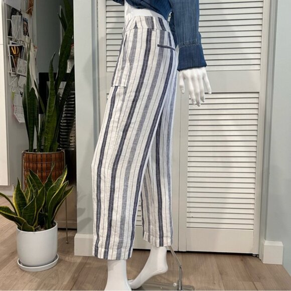 100 Linen Wide Leg Pants - Sailor Stripes - Picture 5 of 15